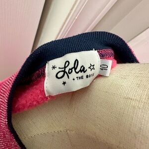 Lola + The Boys Pink and Navy Sweater